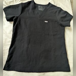 FIGS Black V-Neck Short Sleeve Scrub Top Size Medium Unisex, Good Condition